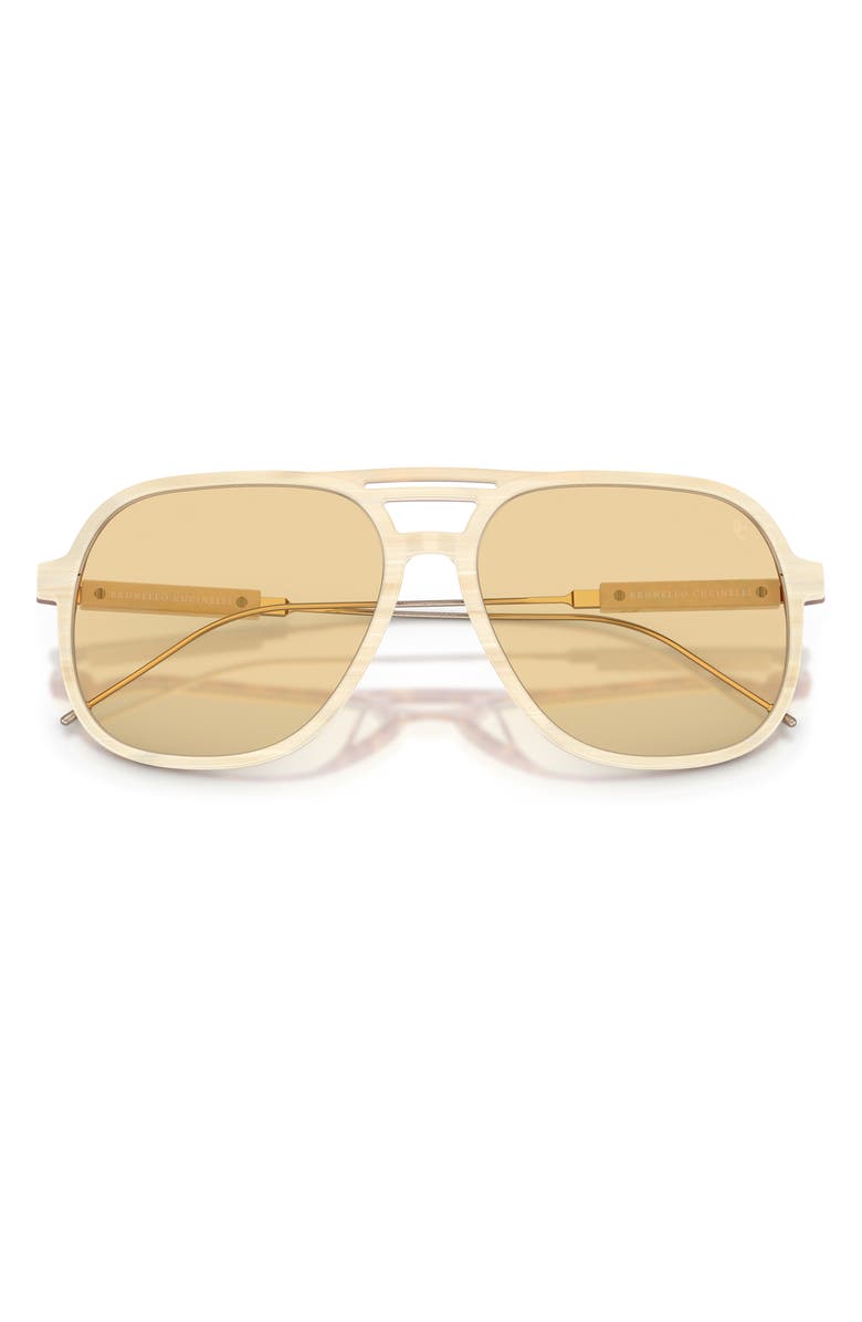 Brunello Cucinelli 57mm Pillow Sunglasses, Alternate, color, Blonde Havana/ Yellow