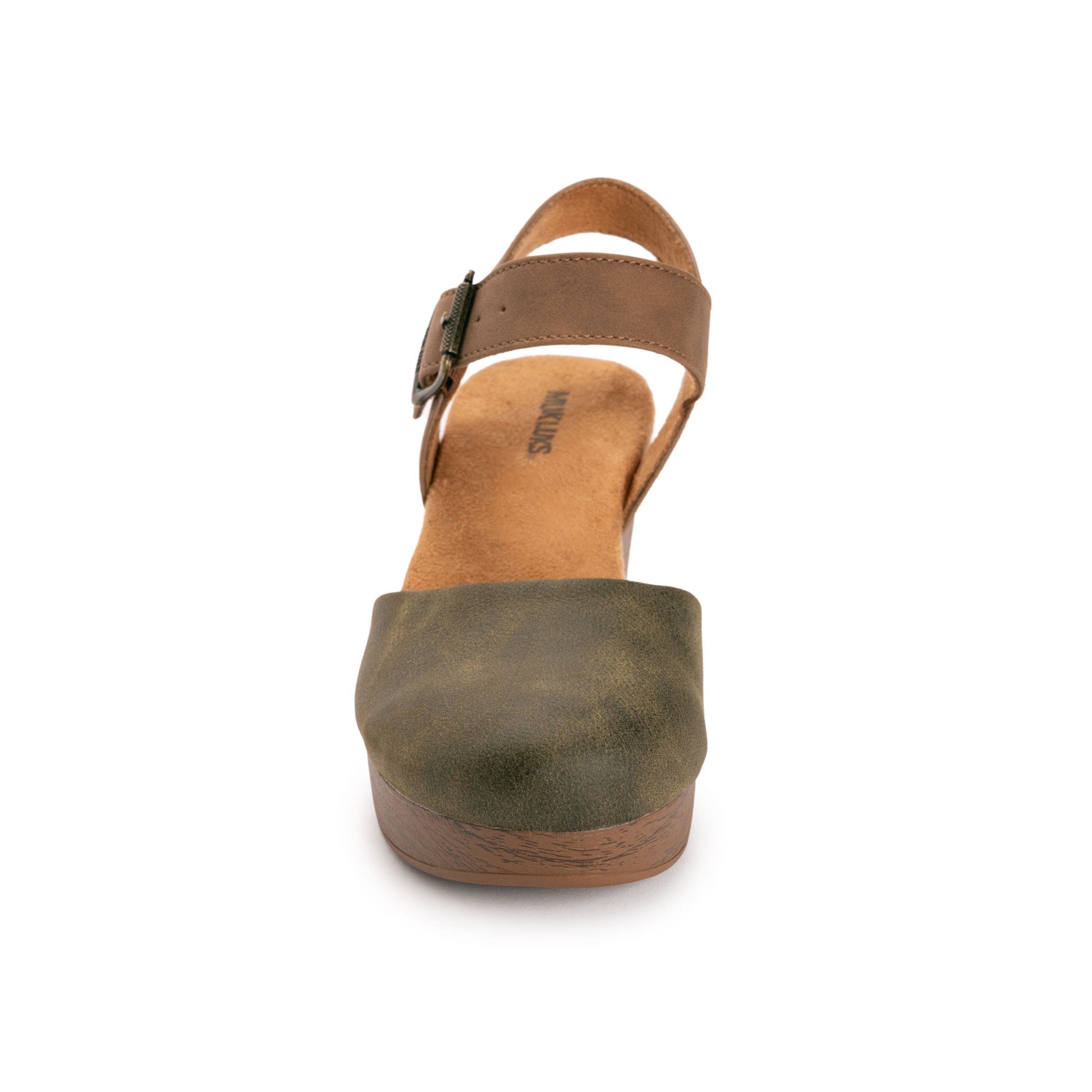 MUK LUKS Merritt Quarter Strap Clog, Alternate, color, Olive/ Tan