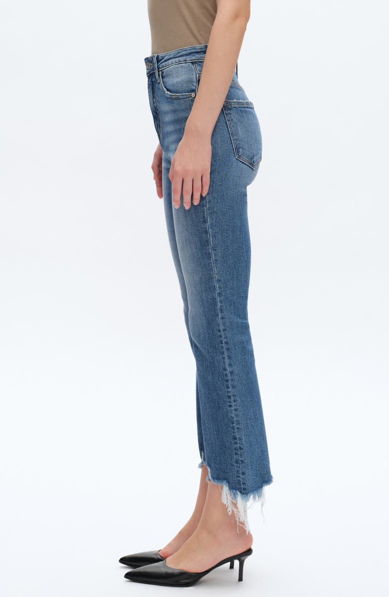 Bayeas High Waist Fray Hem Ankle Flare Jeans, Alternate, color, Medium Blue