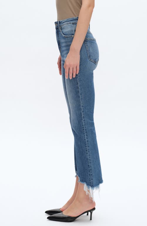 Bayeas High Waist Fray Hem Ankle Flare Jeans In Blue