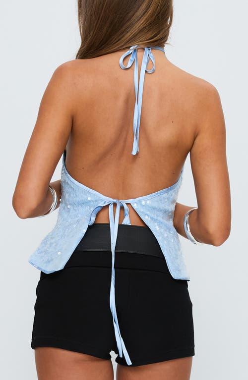 Princess Polly Sun Salutations Sequin Halter Top In Blue