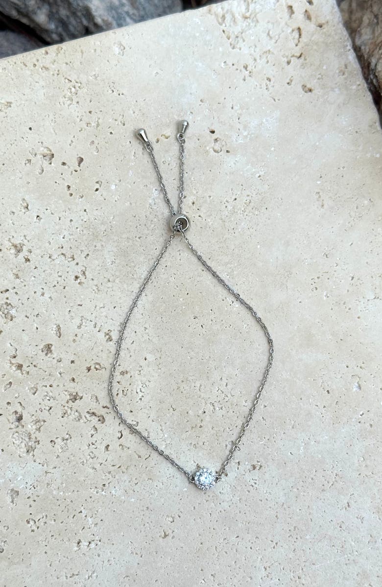 Adornia Cubic Zirconia Halo Charm Slider Chain Bracelet, Alternate, color, Silver