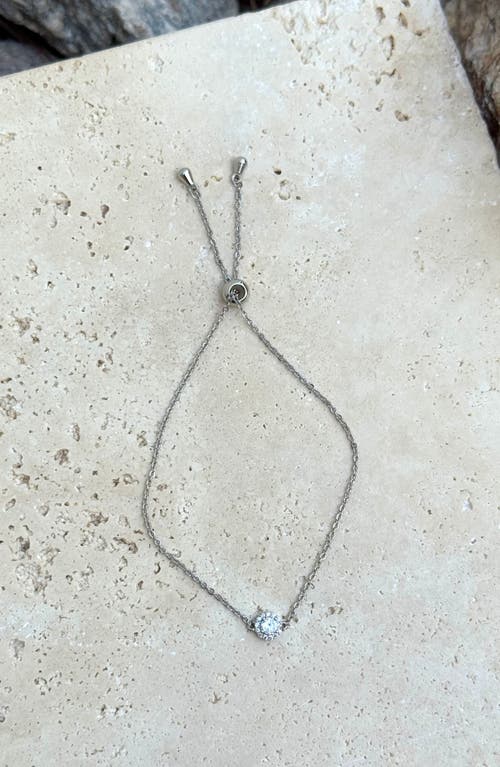 Adornia Cubic Zirconia Halo Charm Slider Chain Bracelet In Silver