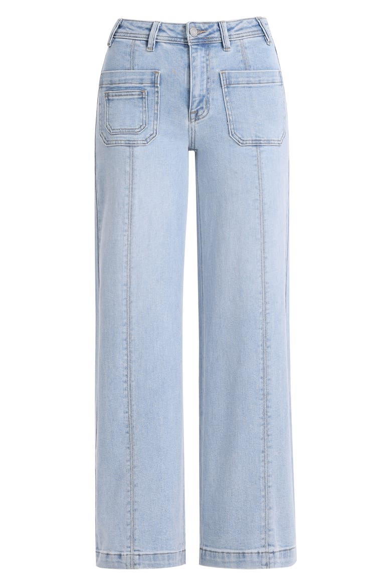 Patch Pocket Mid Rise Wide Leg Jeans, Alternate, color, LIGHT BLUE
