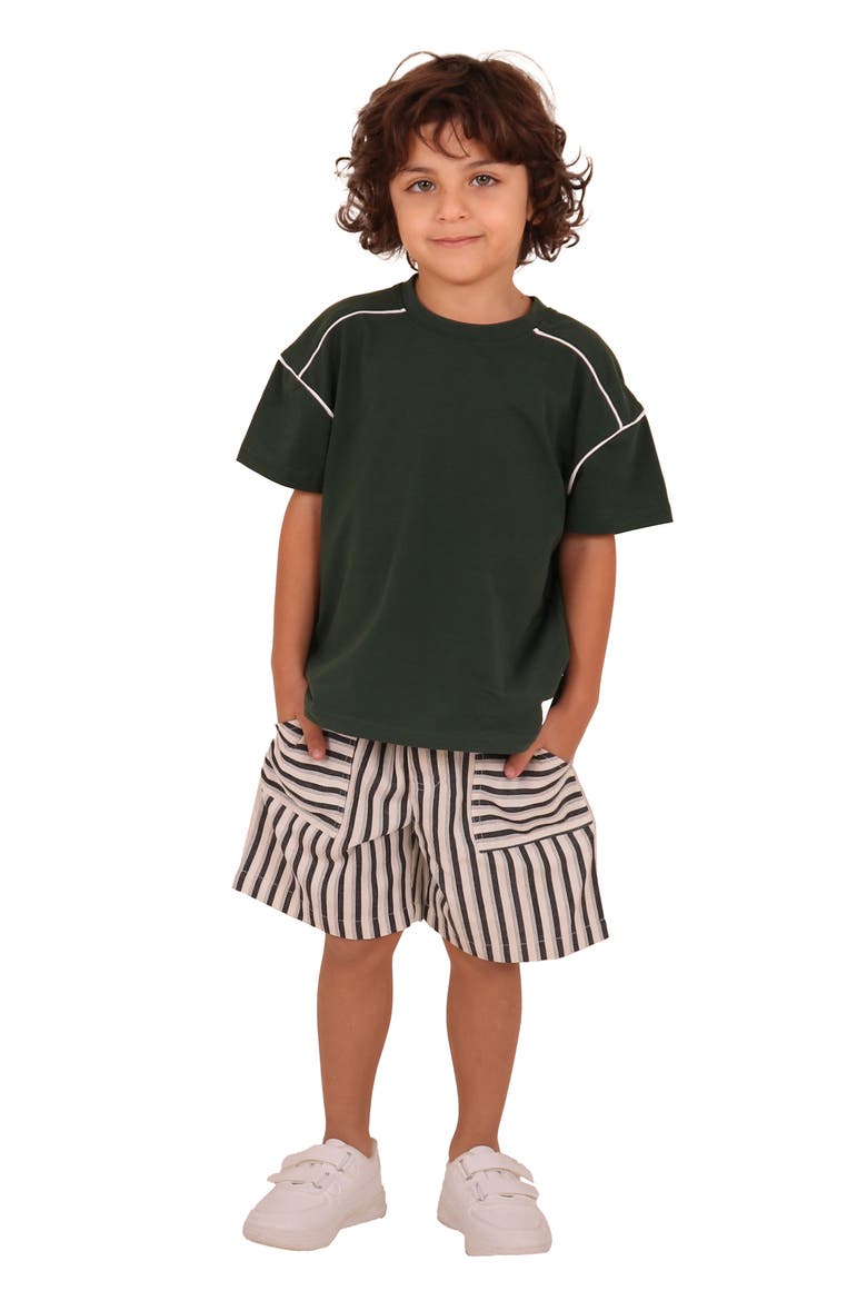 Kids' Relaxed Striped Shorts, Alternate, color, IVORY MULTI