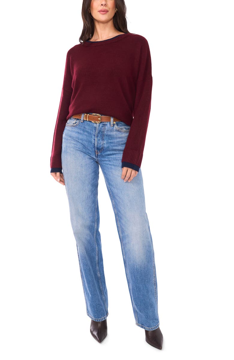 Vince Camuto Layered Look Sweater, Alternate, color, Wine