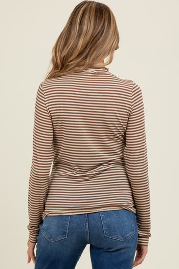 Striped High Neck Long Sleeve Top