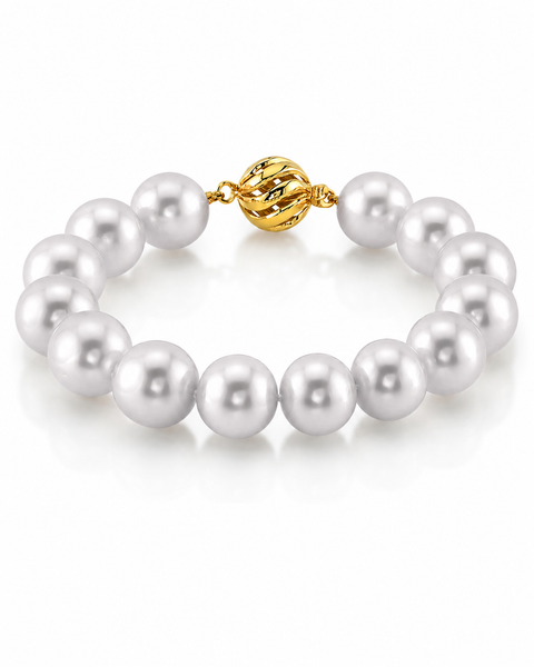 12-13mm White South Sea White Pearl Bracelet - Premier AAAA Quality