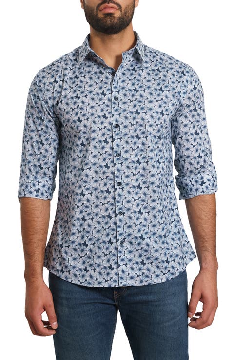 Trim Fit Floral Button-Up Shirt