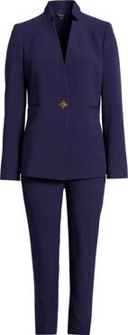 Tahari ASL Notch Neck Long Sleeve Jumpsuit