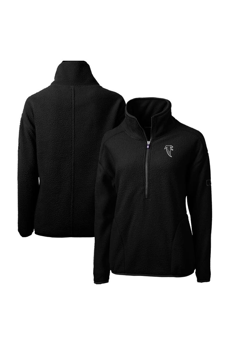Women's Cutter & Buck Black Atlanta Falcons Throwback Logo Cascade Eco Sherpa Fleece Half-Zip Pullover Jacket, Alternate, color, Black