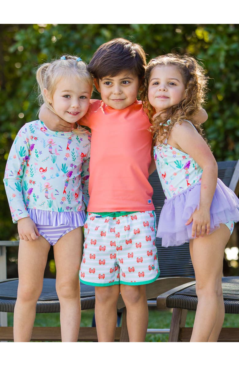 RuggedButts Baby/Toddler Boys UPF50+ Sun Protected Short Sleeve Rash Guard, Alternate, color, Coral