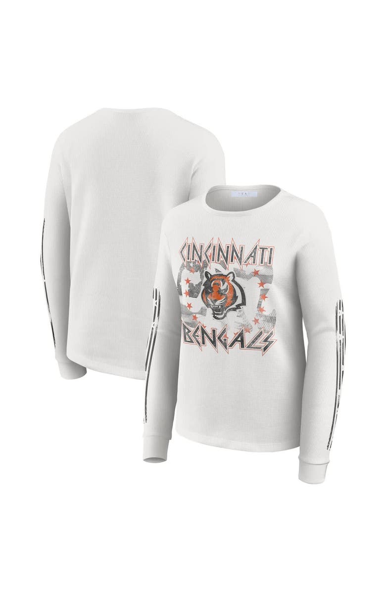 WEAR by Erin Andrews Women's WEAR by Erin Andrews White Cincinnati Bengals Graphic Waffle Long-Sleeve T-Shirt, Main, color, White