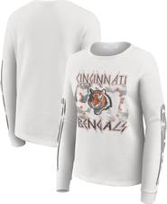 WEAR by Erin Andrews Women's WEAR by Erin Andrews  White Cincinnati Bengals Graphic Waffle Long-Sleeve T-Shirt