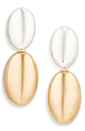 Cara Matte Two-tone Pebble Drop Earrings In Gold
