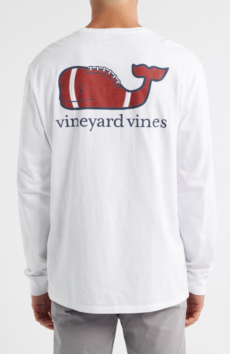 vineyard vines Textured Football Long Sleeve Pocket T-Shirt, Alternate, color, White Cap