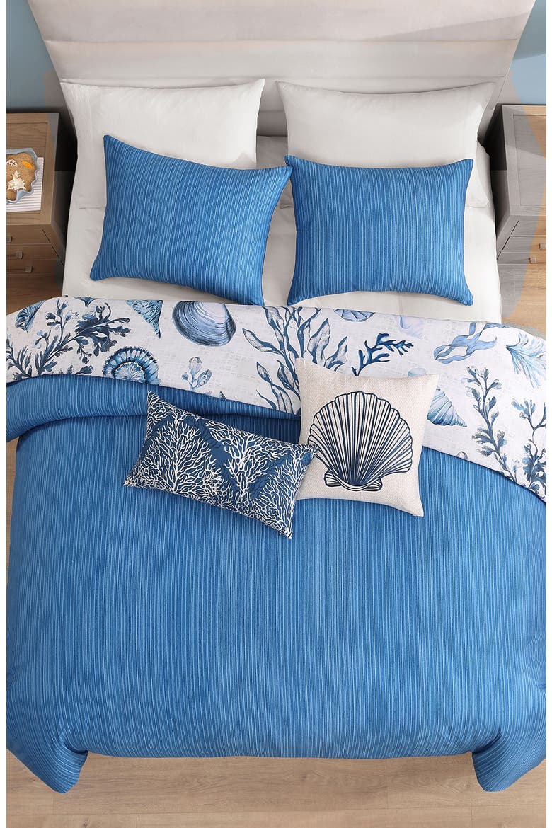 Shells and Seaplants Cotton Sateen Comforter Set, Alternate, color, BLUE
