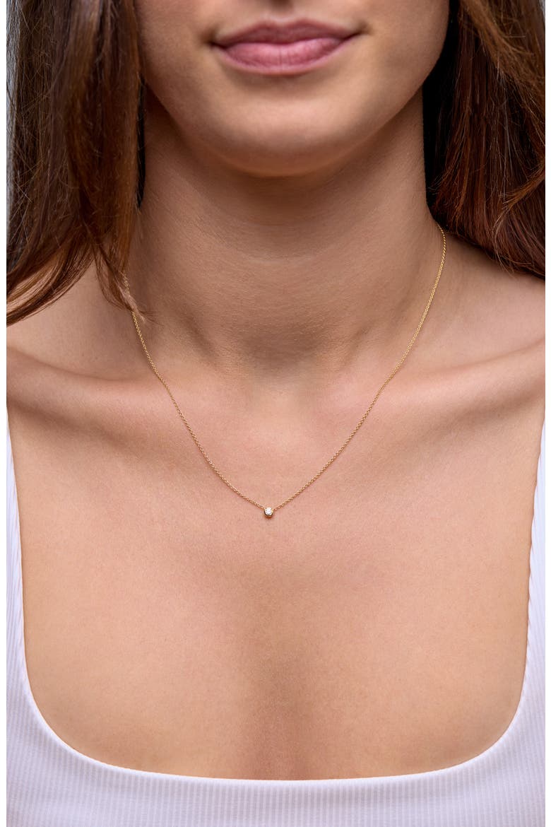 Petite Bezel Diamond Solitaire Necklace, Alternate, color, YELLOW