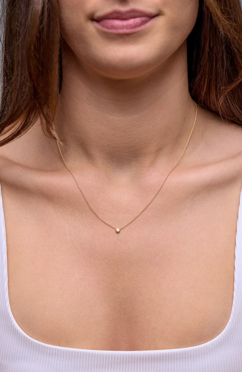 Bony Levy Petite Bezel Diamond Solitaire Necklace, Alternate, color, Yellow Gold/ Diamond