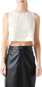 Grey Lab Sequin Crop Top