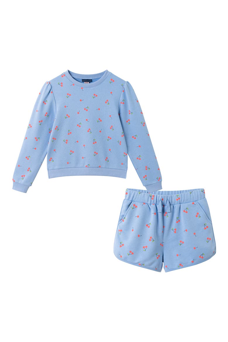 Kids' Long Sleeve Pullover & Shorts Set, Main, color, PURPLE CHERRY