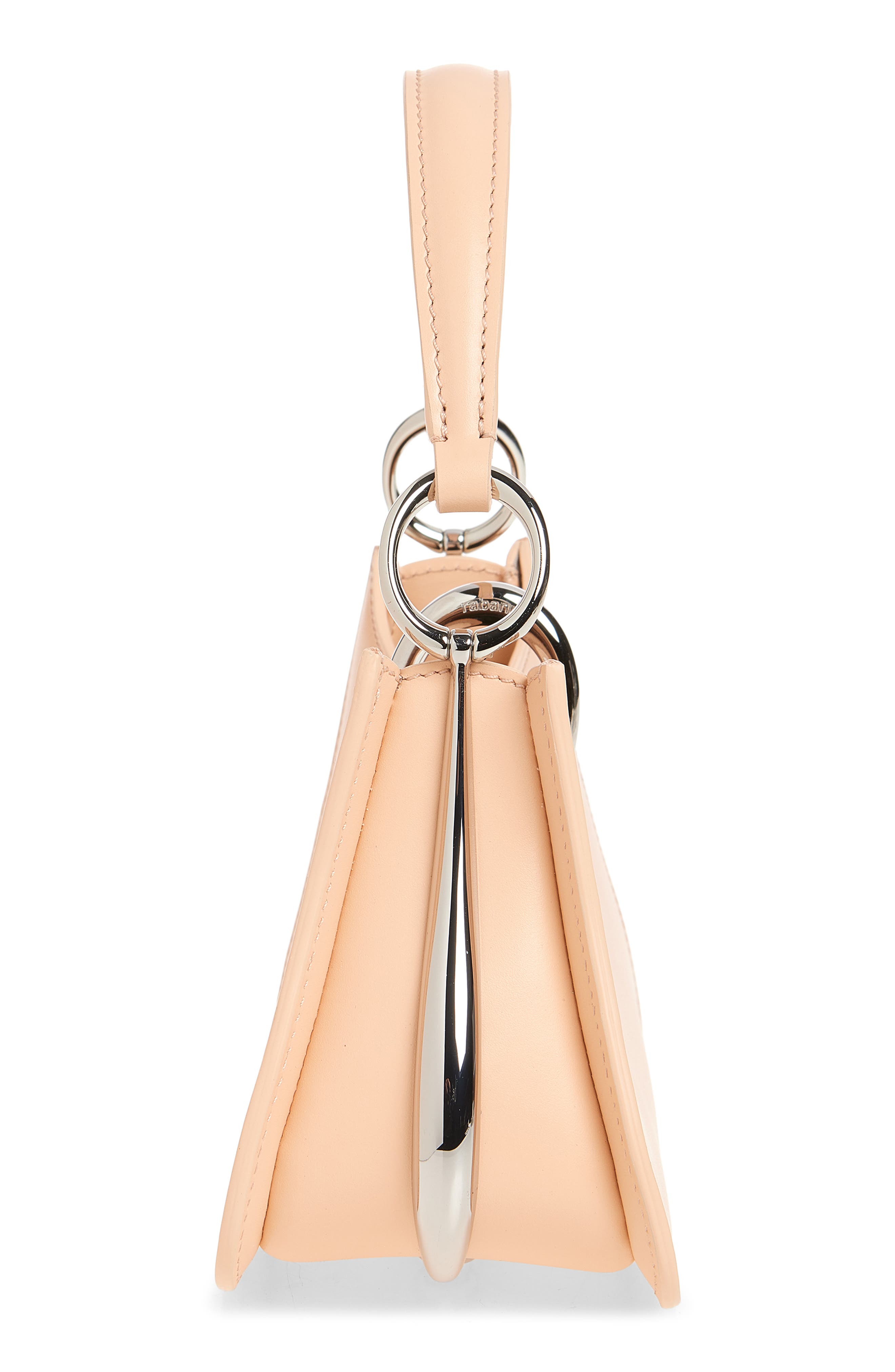 Rabanne Micro Ring Leather Top Handle Bag, Alternate, color, Peach/ Silver