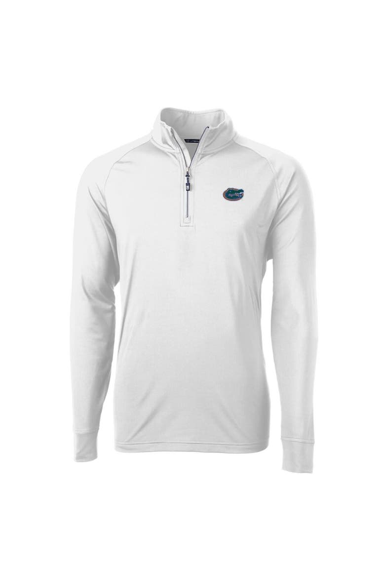 Men's Cutter & Buck White Florida Gators Adapt Eco Knit Quarter-Zip Pullover Jacket, Main, color, White