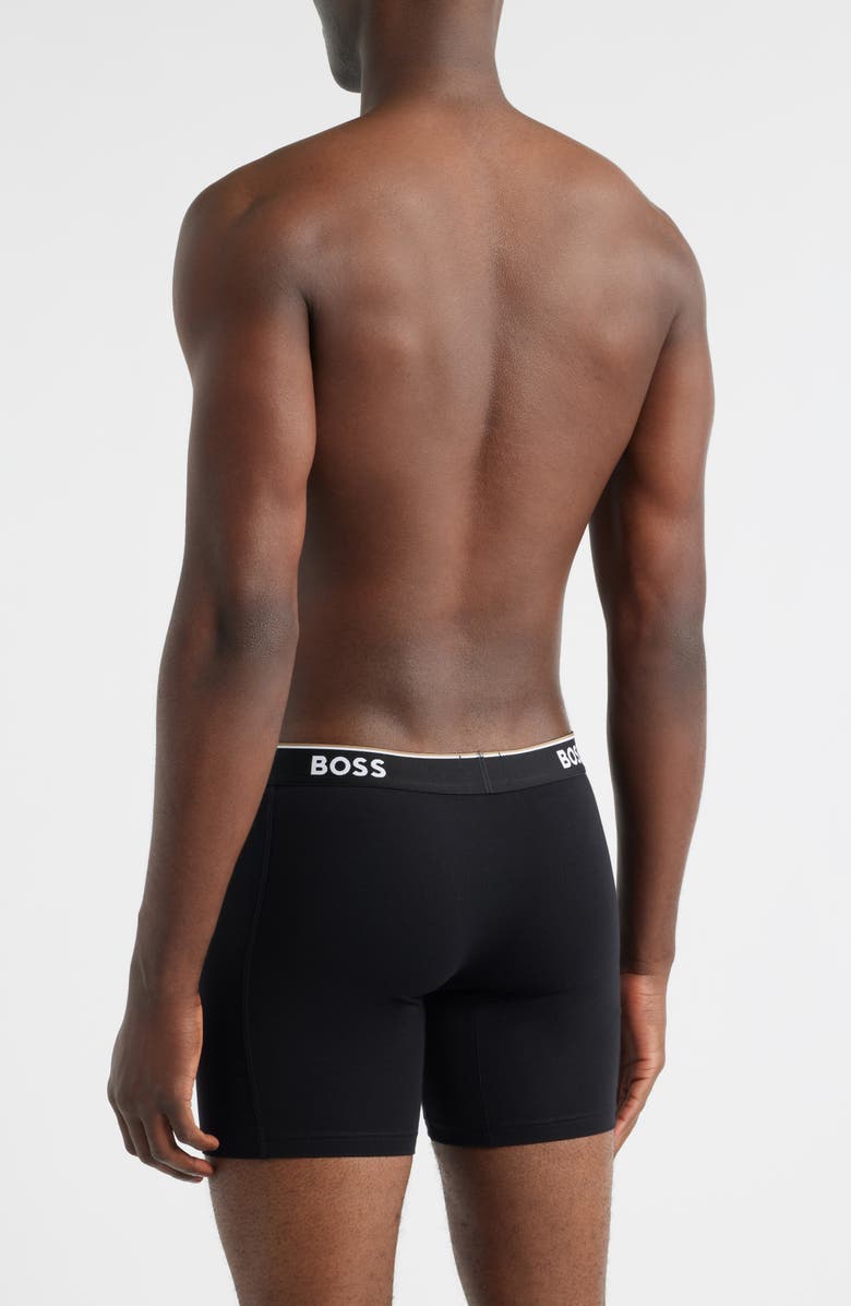 BOSS 3-Pack Power Stretch Cotton Long Boxer Briefs, Alternate, color, Black