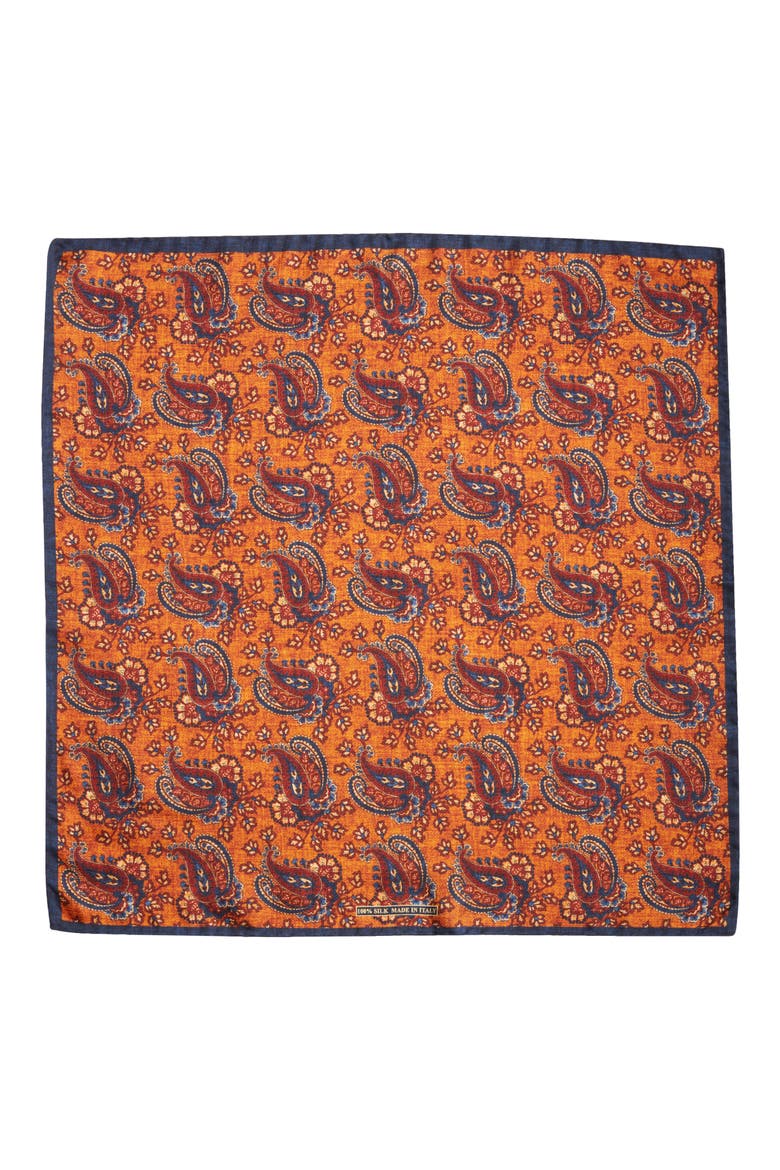 Paisley Silk Pocket Square, Alternate, color, GOLD