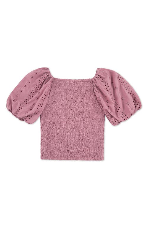 Abercrombie Kids Kids' Eyelet Puff Sleeve Cotton Top In Pink