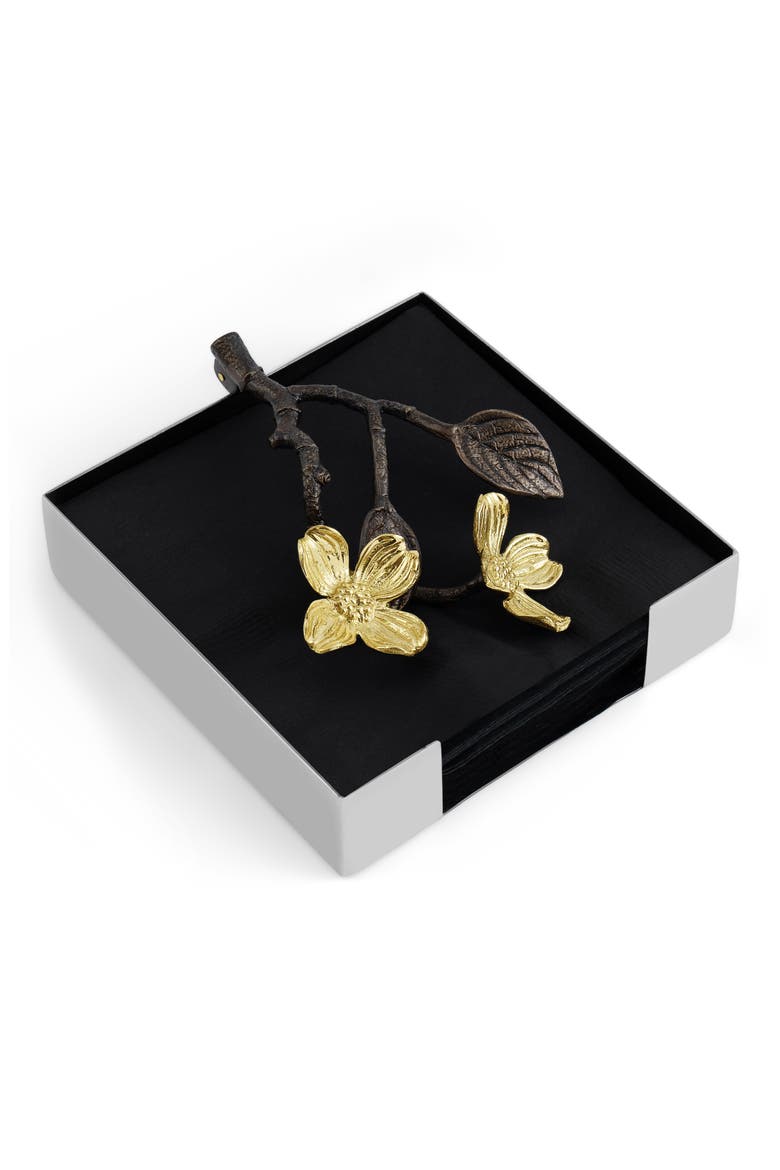 Dogwood Cocktail Napkin Holder, Alternate, color, GOLD MULTI