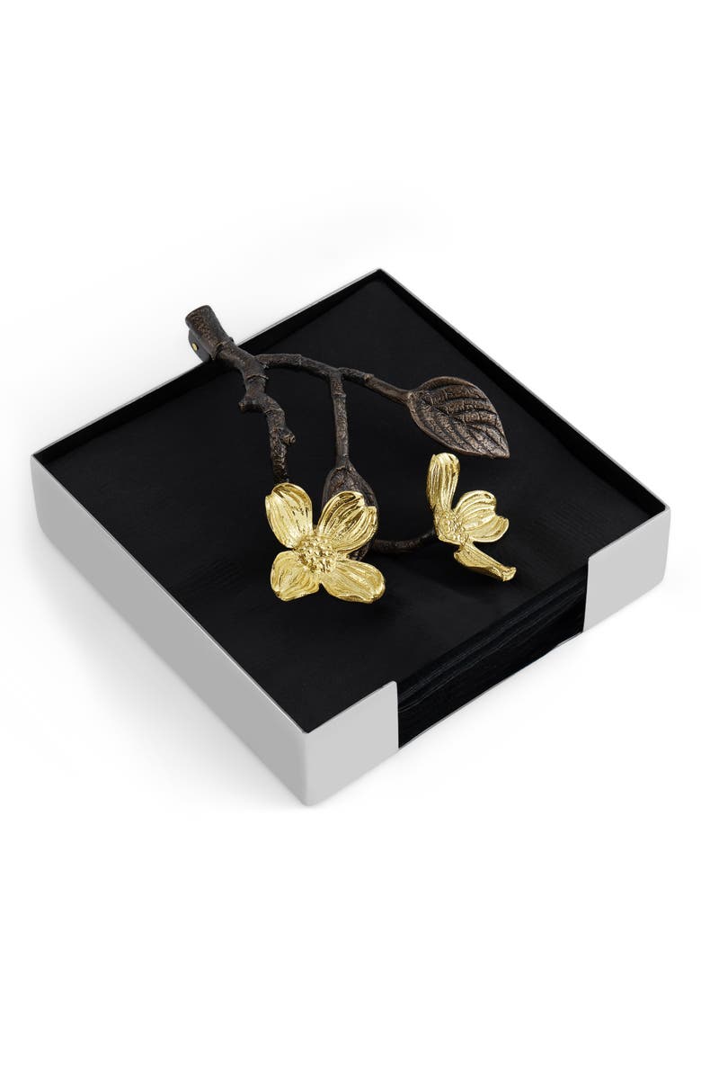 Michael Aram Dogwood Cocktail Napkin Holder, Alternate, color, Gold Multi