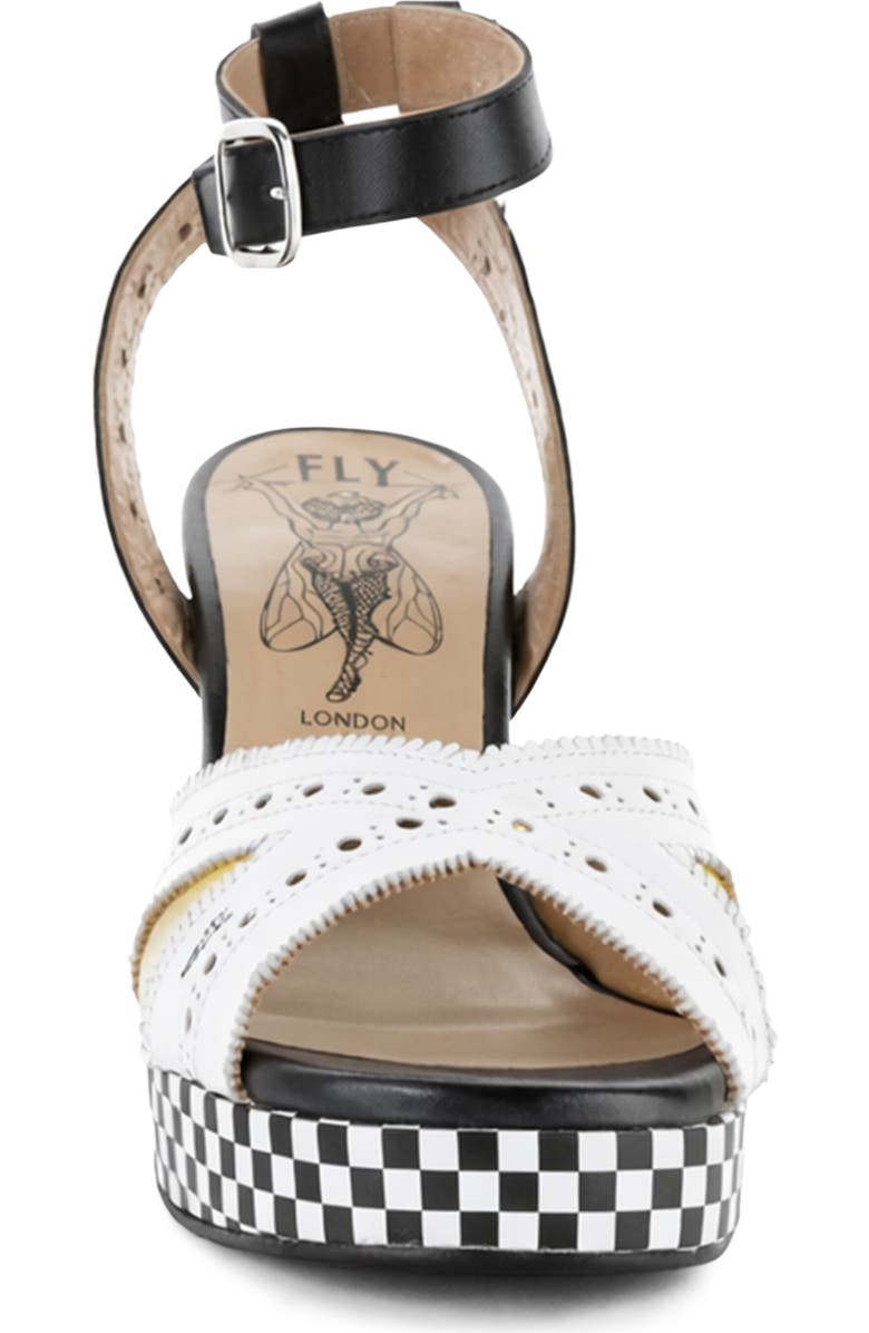 Fly London Eban Ankle Strap Platform Sandal, Alternate, color, White Multi