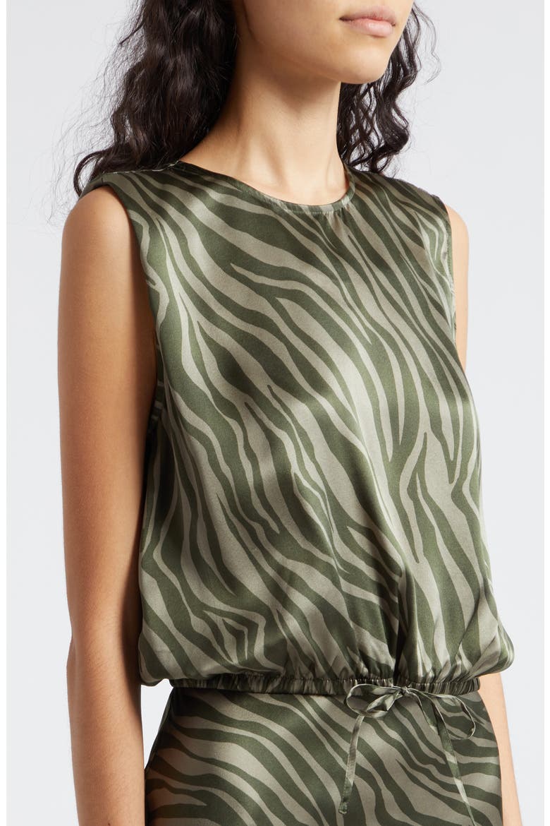 Zebra Stripe Silk Charmeuse Top, Alternate, color, ARMY COMBO