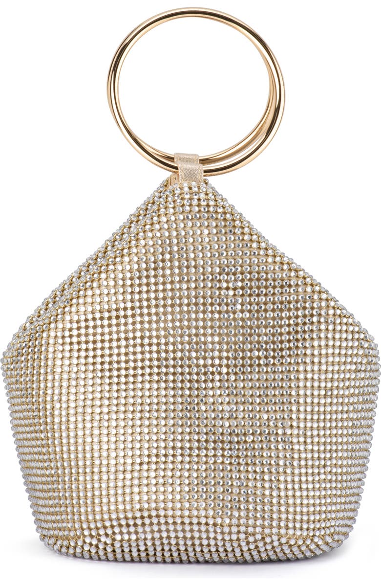 Olga Berg Ellie Crystal Mesh Bag, Main, color, Champagne