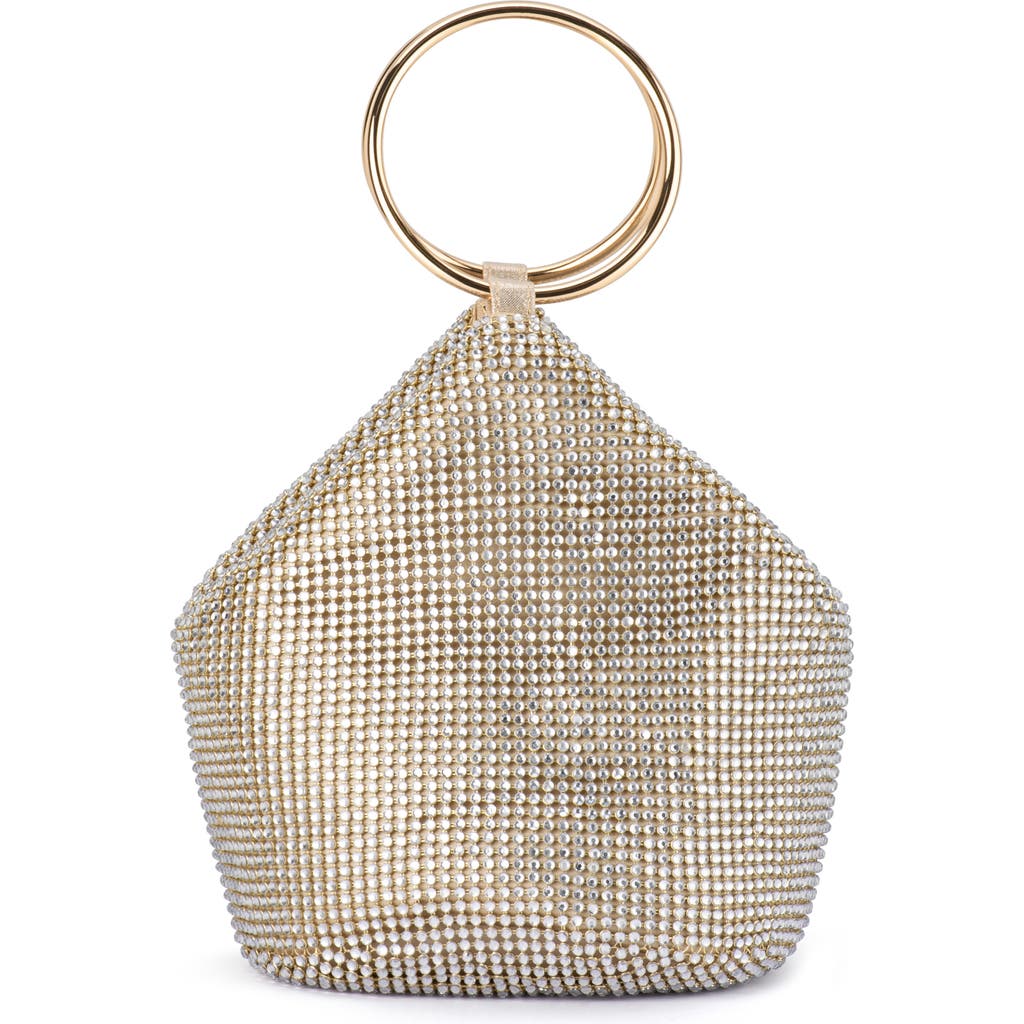 Olga Berg Ellie Crystal Mesh Bag in Champagne at Nordstrom