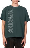 PLEASURES Outline Embroidered Logo Heavyweight Cotton T-Shirt