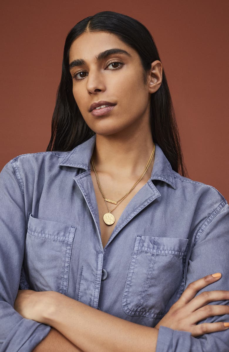 Madewell Hammered Bar & Coin Necklace Set, Alternate, color, 