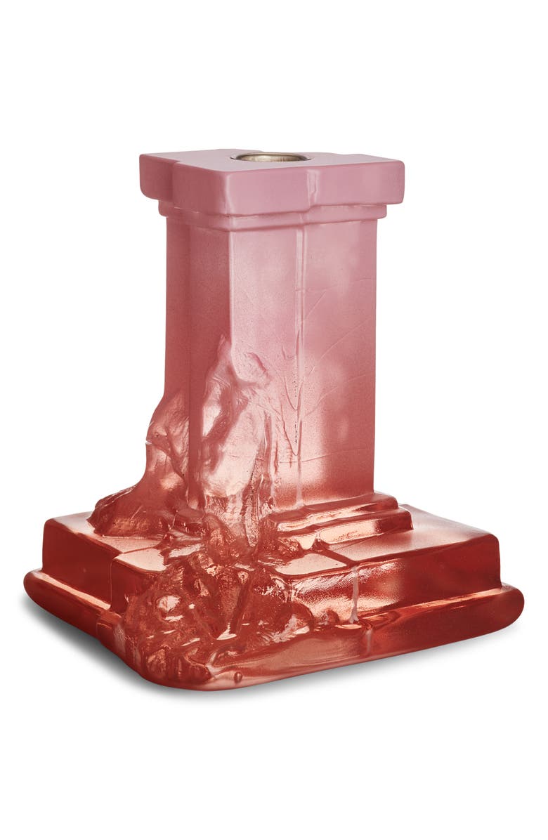 Kosta Boda Rocky Baroque Medium Crystal Candlestick, Main, color, Dusty Rose