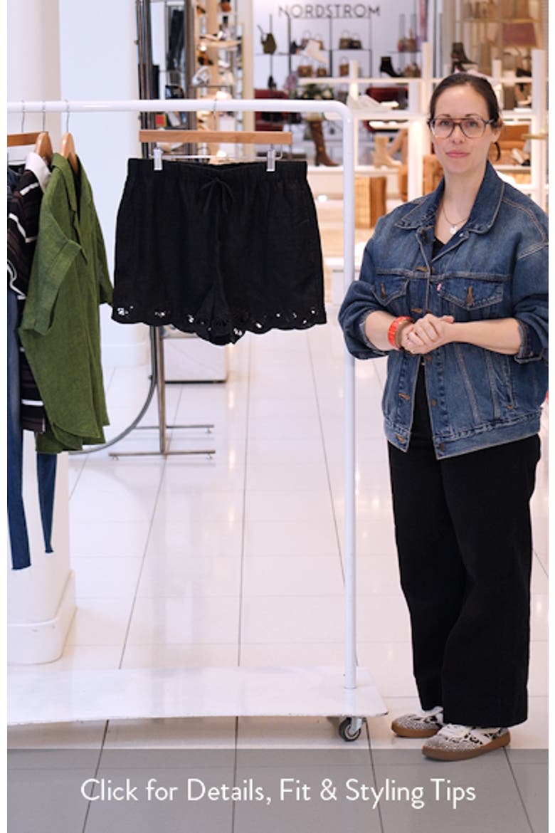 Almost There Scallop Hem Pull-On Linen Shorts video