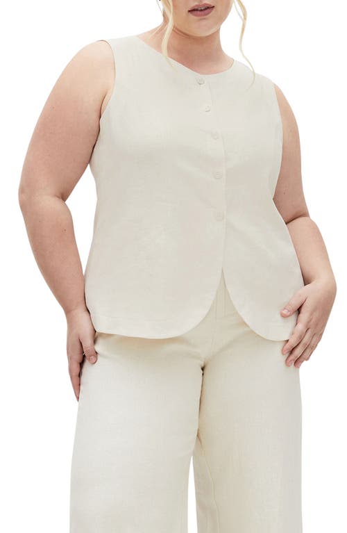 City Chic Vivien Linen Blend Vest In Cream