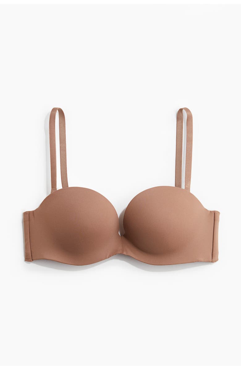 H&M Microfibre Super Push-up Balconette Bra, Main, color, Dark Beige