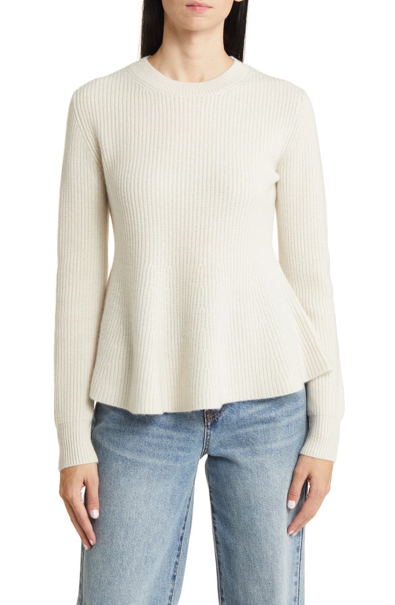 Nordstrom Signature Peplum Cashmere Sweater, Main, color,
