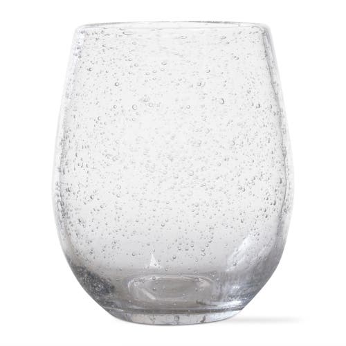 Tag Bubble Glass Stemless Drinkware Set Of 2 Clear Dishwasher Safe In Transparent