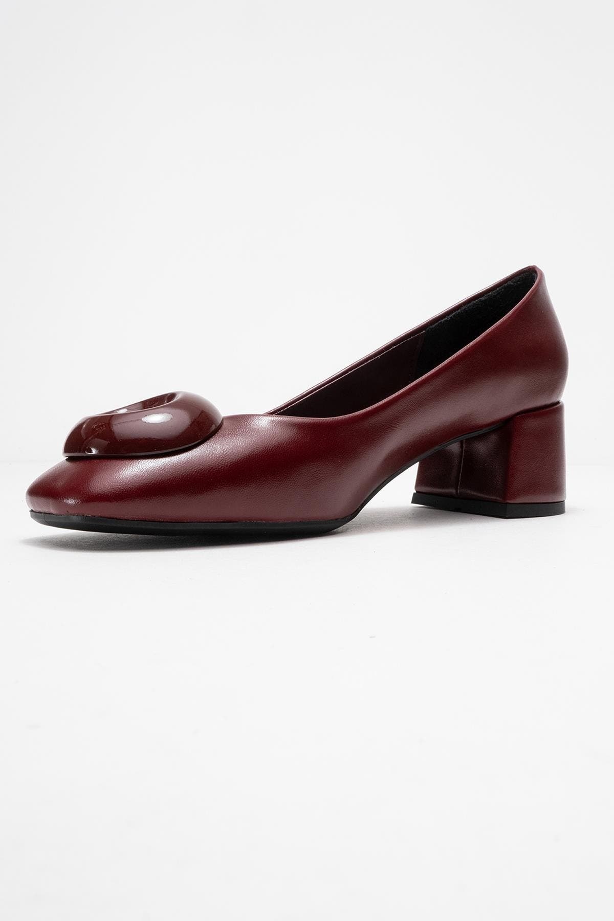 Mila Buckle Square Toe Block Heel Pump, Alternate, color, Burgundy