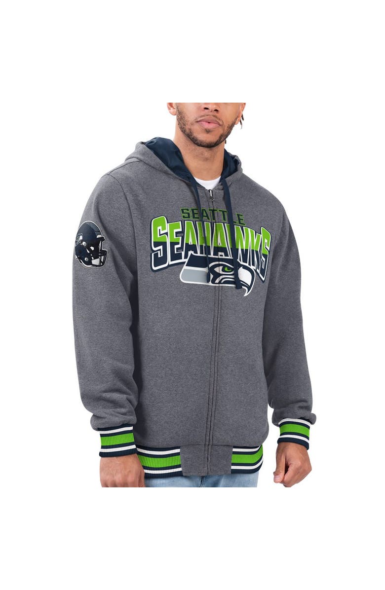 G-III SPORTS BY CARL BANKS Men's G-III Sports by Carl Banks Navy/Neon Green Seattle Seahawks Commemorative Reversible Full-Zip Jacket, Alternate, color,