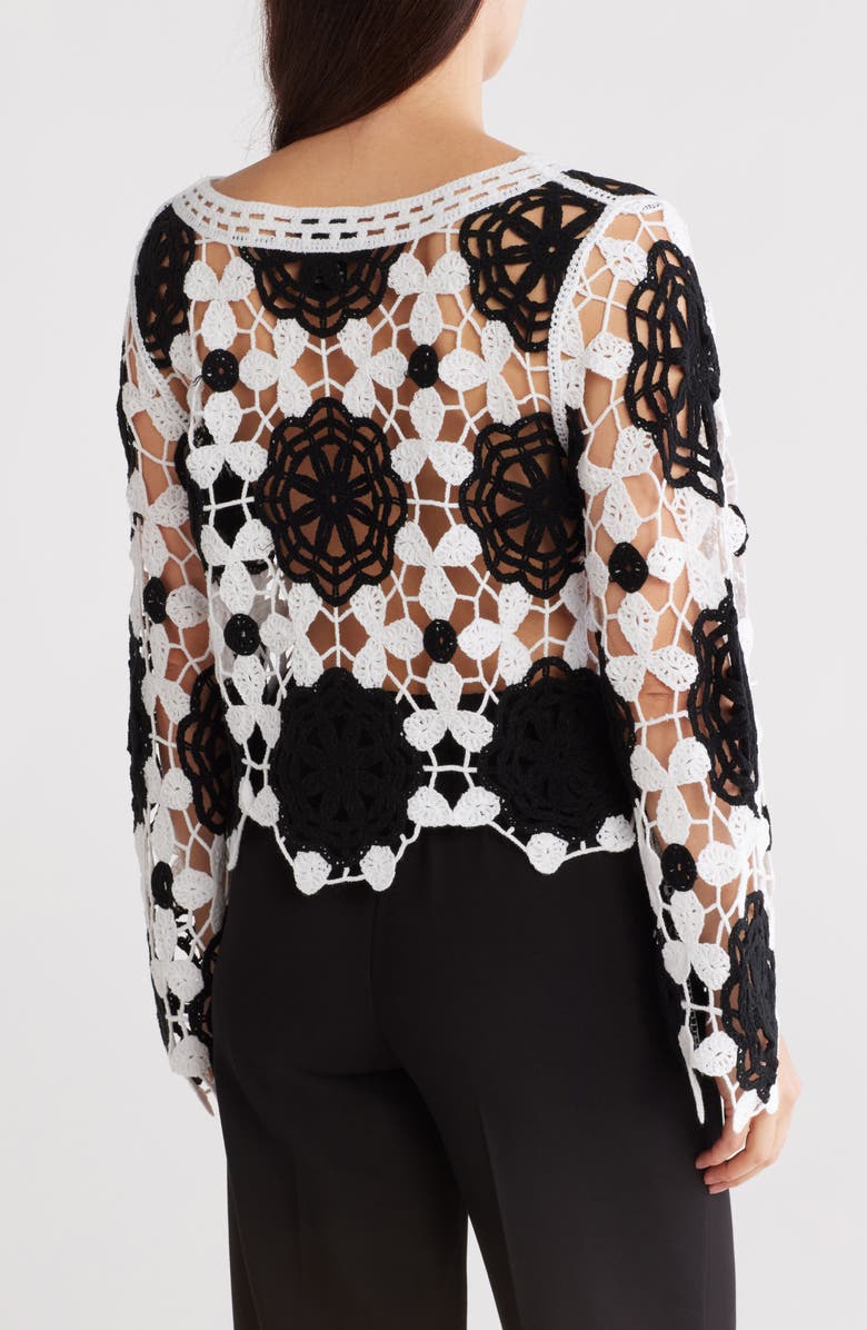 Forgotten Grace Crochet Lace Top, Alternate, color, White/ Black