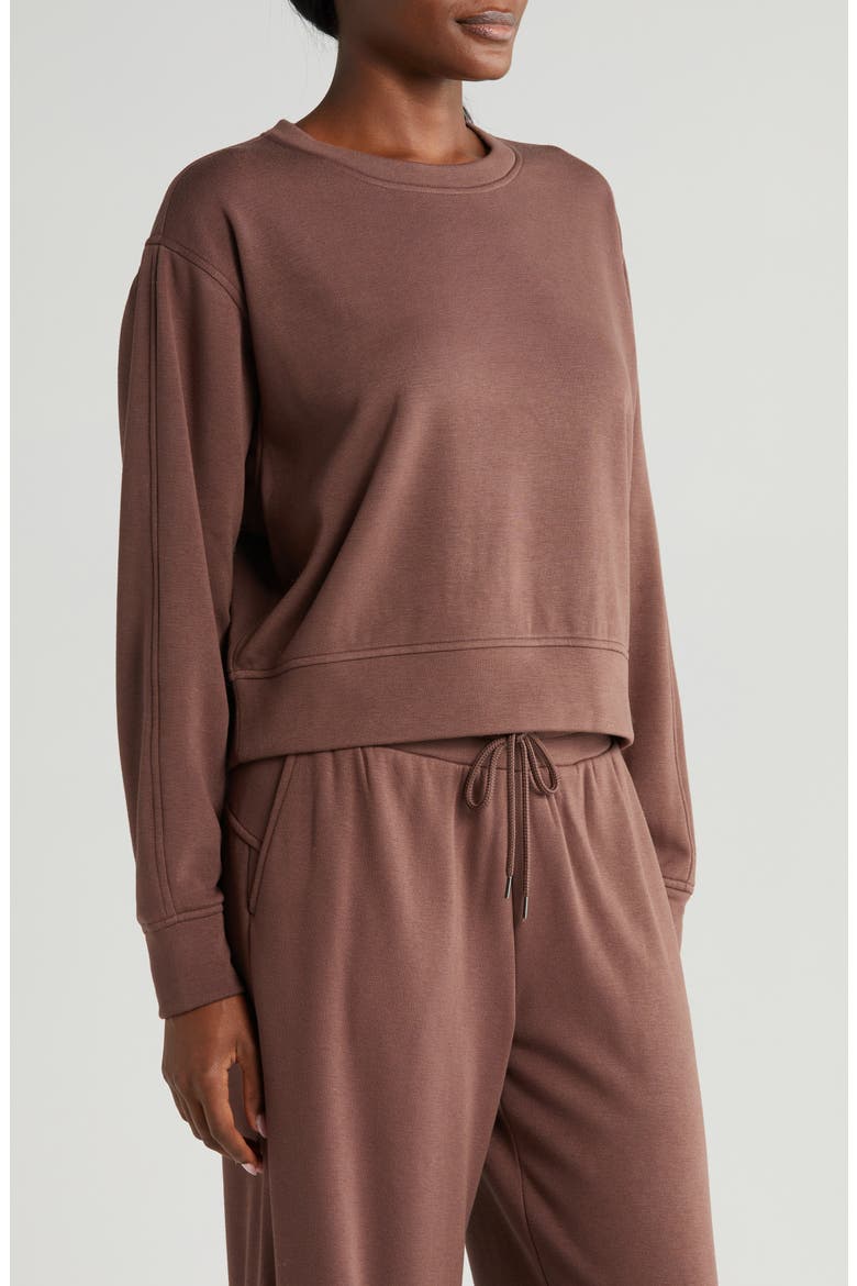 Amazing Lite Cali Crewneck Sweatshirt, Alternate, color, BROWN FAWN