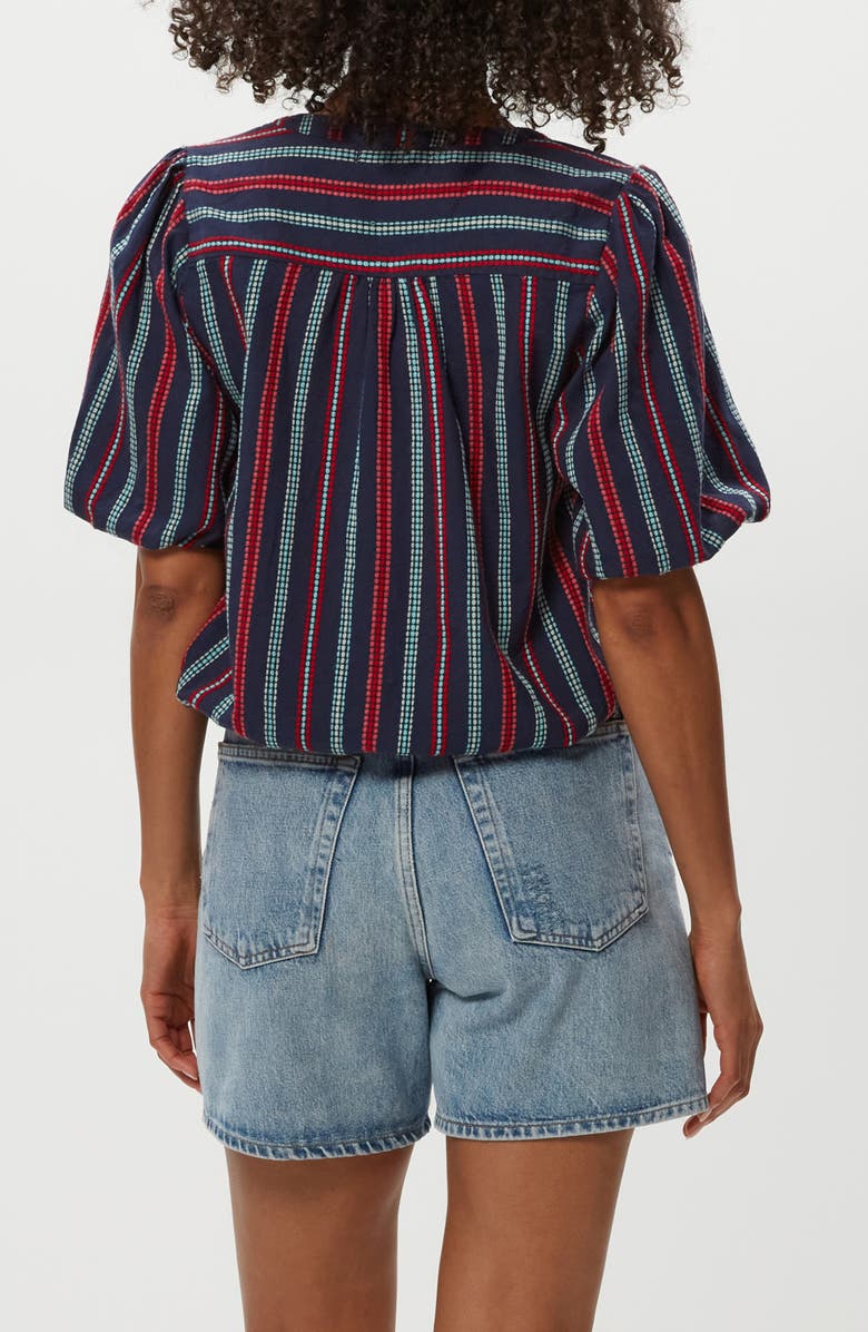 Michael Stars Zephyr Embroidered Stripe Bubble Hem Cotton Top, Alternate, color, Nocturnal