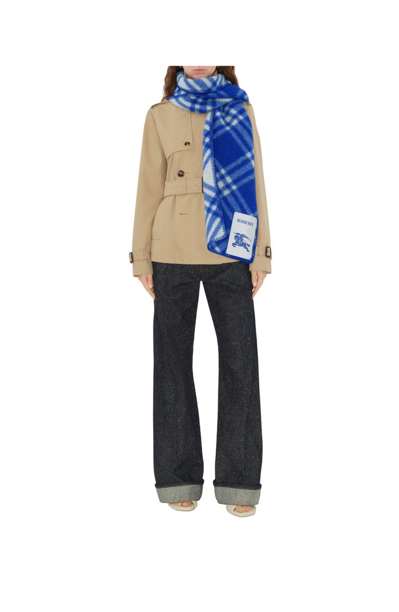 Burberry Check Wool Scarf, Alternate, color, Knight